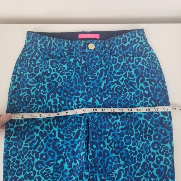 NWT Lilly Pulitzer Kelly Stretch Pant Oyster Bay Navy Leopard Print Size 8 - Picture 14 of 14